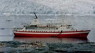 Image 5MS Explorer in Antarctica in January 1999. She sank on 23 November 2007 after hitting an iceberg. (from Southern Ocean)