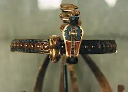 Tutankhamun's gold crown or diadem with turquoise, lapis lazuli and malachite