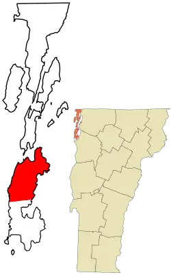 Location in Grand Isle County and the state of Vermont