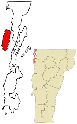Location in Grand Isle County and the state of Vermont