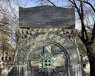 Art Nouveau egg-and-dart on the Grave of the George Assan and Petre Petrini Family in the Bellu Cemetery in Bucharest, unknown architect or sculptor, c.1900