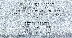 Gravestone of the first christian minister in town, James Hobart (1766–1862)