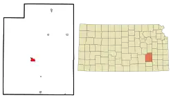 Location within Greenwood County and Kansas