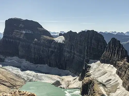 Grinnell Glacier from Upper Grinnell Ridge in 2021