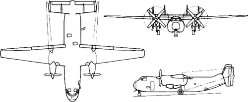 Orthographically projected diagram of the C-2A Greyhound