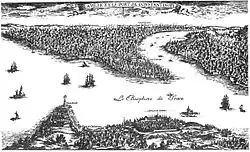 View of Constantinople, with the Topkapi Palace and the Beylerbeyi Palace across from it, ca. 1672