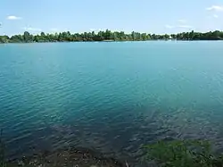 Pebble mine lake in Gyékényes
