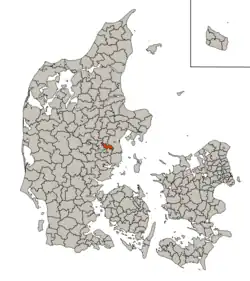 A map of Hørning Municipality's location in Denmark