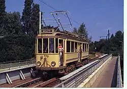HTM 58 on the Museumtram line on the viaduct in Amstelveen; 29 July 1984.