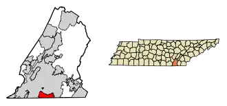 Location of East Ridge in Hamilton County, Tennessee.