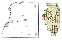 Location of Elvaston in Hancock County, Illinois.