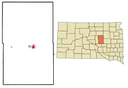 Location in Hand County and the state of South Dakota