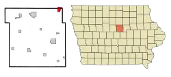 Location within Hardin County and Iowa