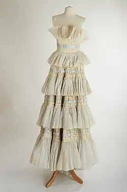 Heiress gown from 1957 with chevron pleated handkerchief linen.