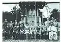Wedding ceremony group photo. Front row, second from left, the mediator, Lieutenant General Tetsuzo Nakajima [ja] and to his right, Itoko Koyama, who was in Medan as a military writer (April 7, 1944.)[1]