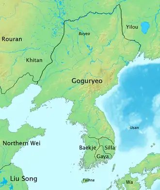 Goguryeo (Goryeo) and surrounding nations in AD 476