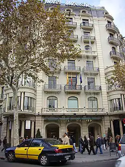Facade of the Majestic Hotel in Barcelona