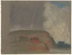 House on Hillside, pastel on dark gray-green paper (19.5 x 25.4 cm)