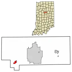 Location of Russiaville in Howard County, Indiana.