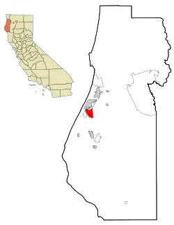 Location in Humboldt County and the state of California