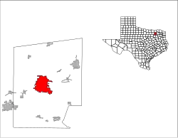 Location of Greenville in Hunt County, Texas