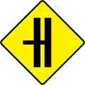 W 012L Side Road on Dual C'way - Left (with CR Break)