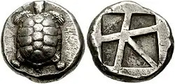 Aegina coin type, incuse skew pattern, c. 456/45–431 BC