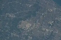 Satellite photo of the Hopkins neighborhood from the International Space Station, July 2022