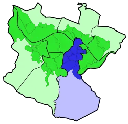 Ibaiondo district is highlighted in blue in this map of the districts of Bilbao.