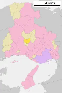 Location of Ichikawa in Hyōgo Prefecture