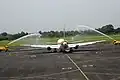 Water salute of a Camair-Co Boeing 767-300ER.
