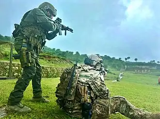 Indian Para SF (in Ranger Green uniform) and US Army Special Forces during exercise Vajra Prahar, 2022