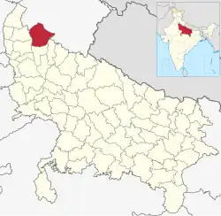 Location of Bijnor district in Uttar Pradesh