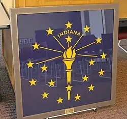 Indiana state flag that was draped over Paul Hadley's coffin in 1971.