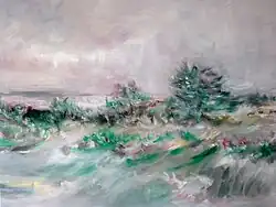 Ingo Kühl Haus am Watt, 2015, Oil on canvas 150 cm × 200 cm (59 in × 78+3⁄4 in)