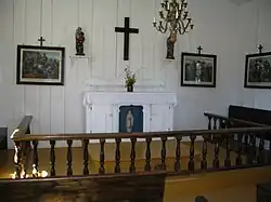 The altar in the replica chapel.