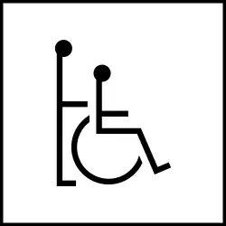 Variant of the International symbol of access featuring a person pushin the wheelchair