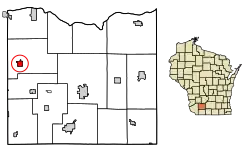 Location of Highland in Iowa County, Wisconsin.