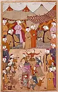 Dance for the Pleasure of Sultan Ahmet III (1673–1736). The women are dancing, holding qairaqs or possibly krakebs.
