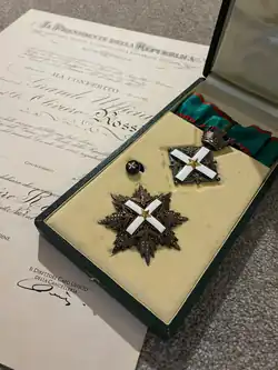 Grand Officer set of insignia with the bestowal document