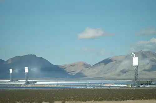 Image 109Ivanpah Solar Electric Generating System with all three towers under load (from Solar power)