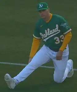 JJ Bleday before a game in 2023