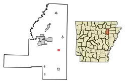 Location of Amagon in Jackson County, Arkansas.