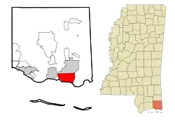 Location of Pascagoula in Jackson County, Mississippi
