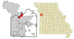 Location of Sugar Creek, Missouri