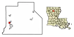 Location of Hodge in Jackson Parish, Louisiana
