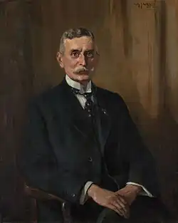 Formal painting of a white man with a mustache
