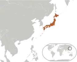 Location of Japan on the world map