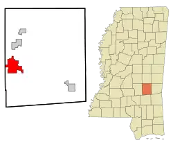 Location of Bay Springs, Mississippi