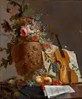 Jean-Jacques Bachelier - Still life with flowers and a violin - Google Art Project